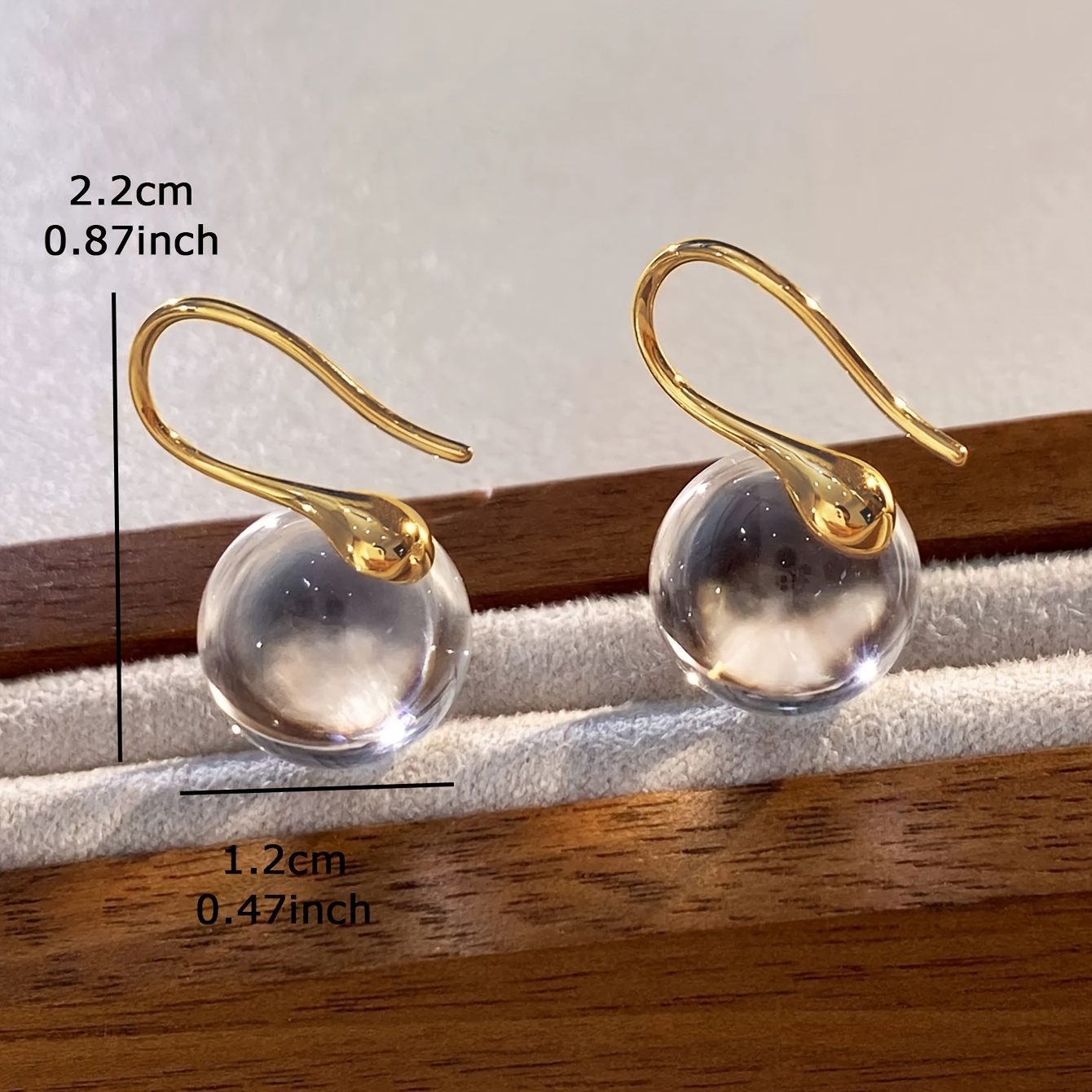 Women's Transparent Bead Stud Earrings, Daily Wear